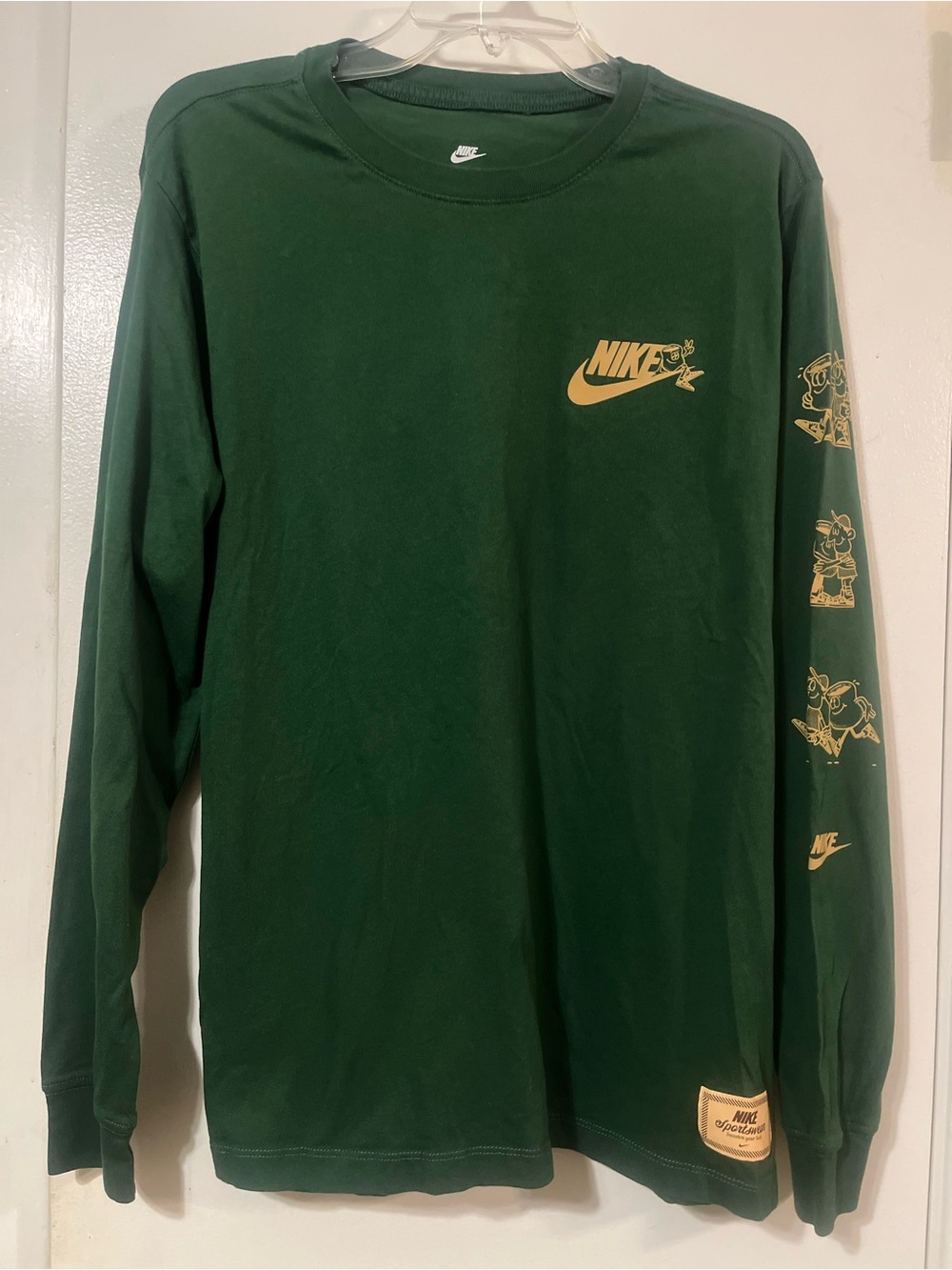 Nike L Soft Cotton Long Sleeve Better Together Graphic Tee — Forest Green